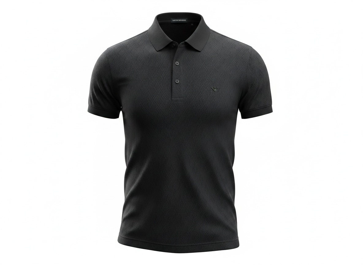 Emporio Armani Black Textured Polo Shirt ๐คโจ Sleek Luxury Essential