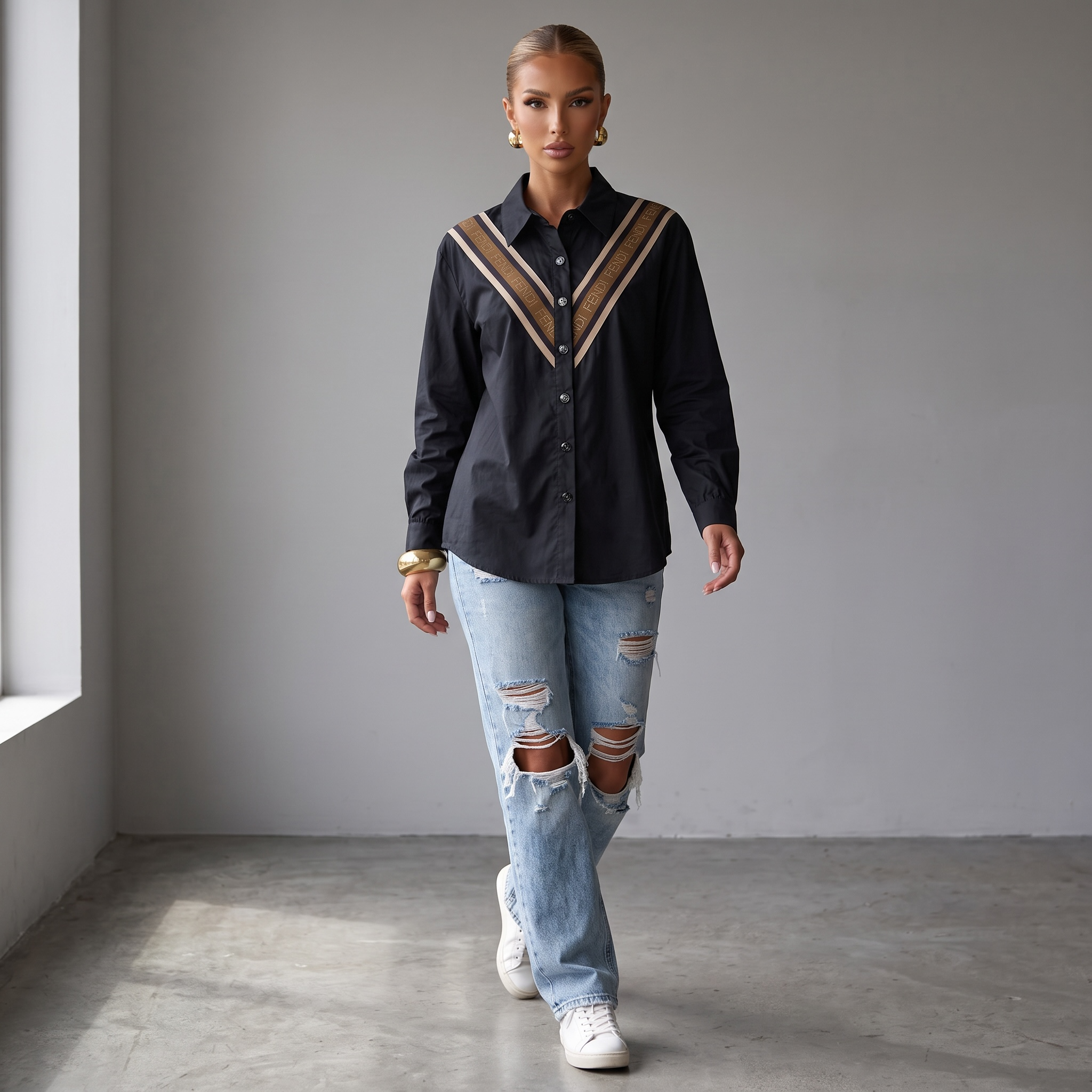 Fendi V-Stripe Oversized Shirt