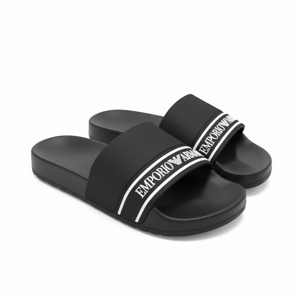 Emporio Armani Logo Slides – Black Edition ⚫✨