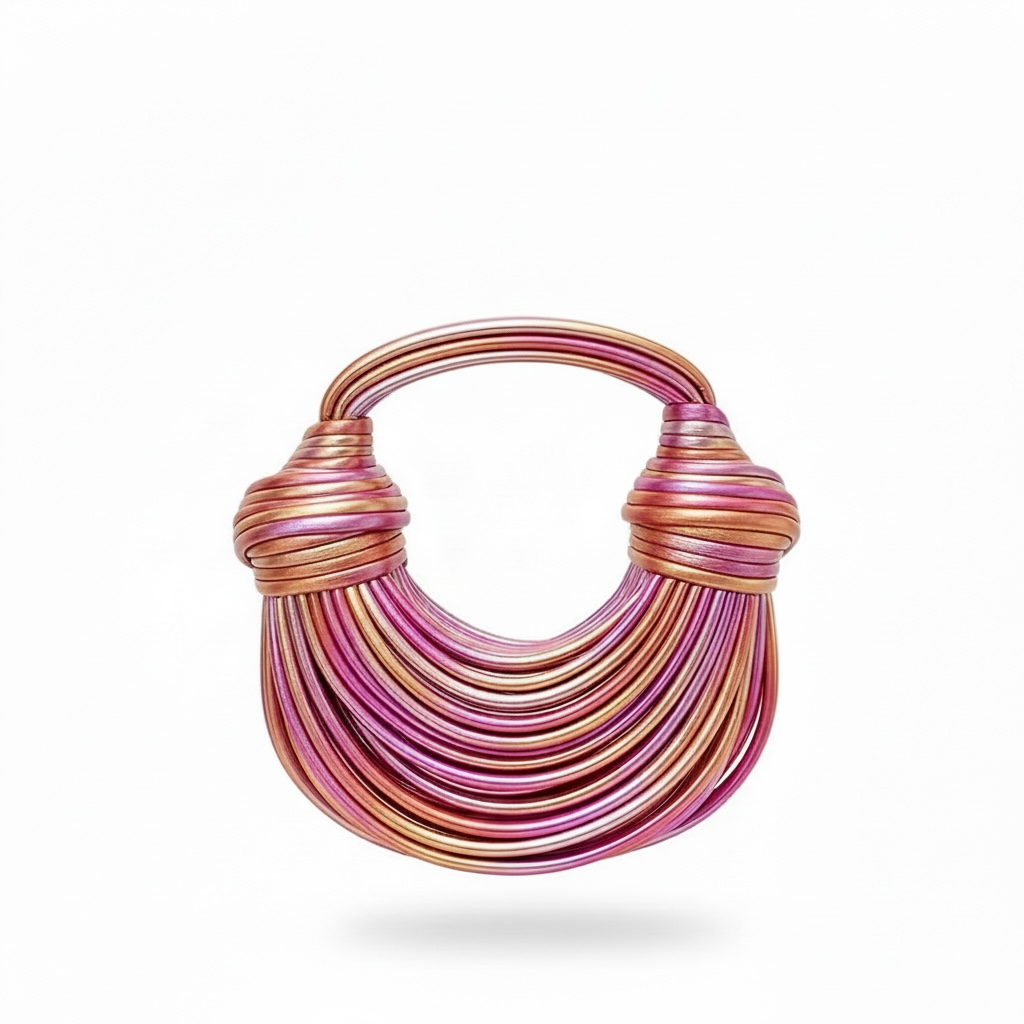 BOTTEGA VENETA Inspired Sculptural Knot Handle Bag – Metallic Pink 💖✨