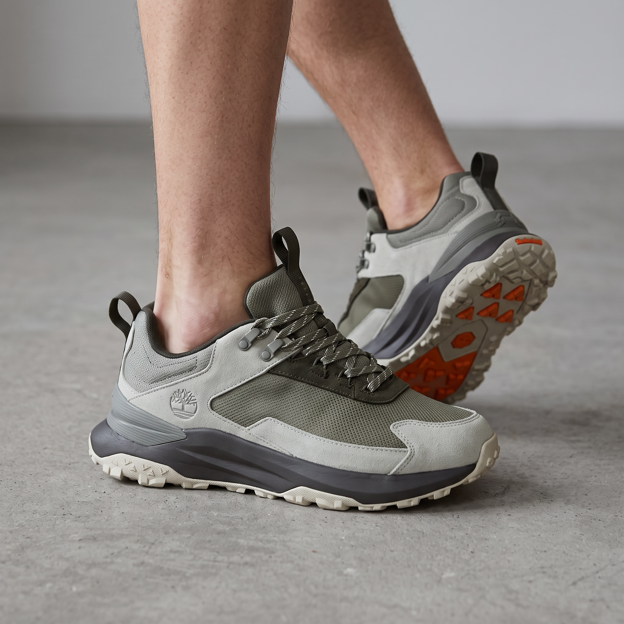Timberland Trail Running Shoes – Light Grey / Olive