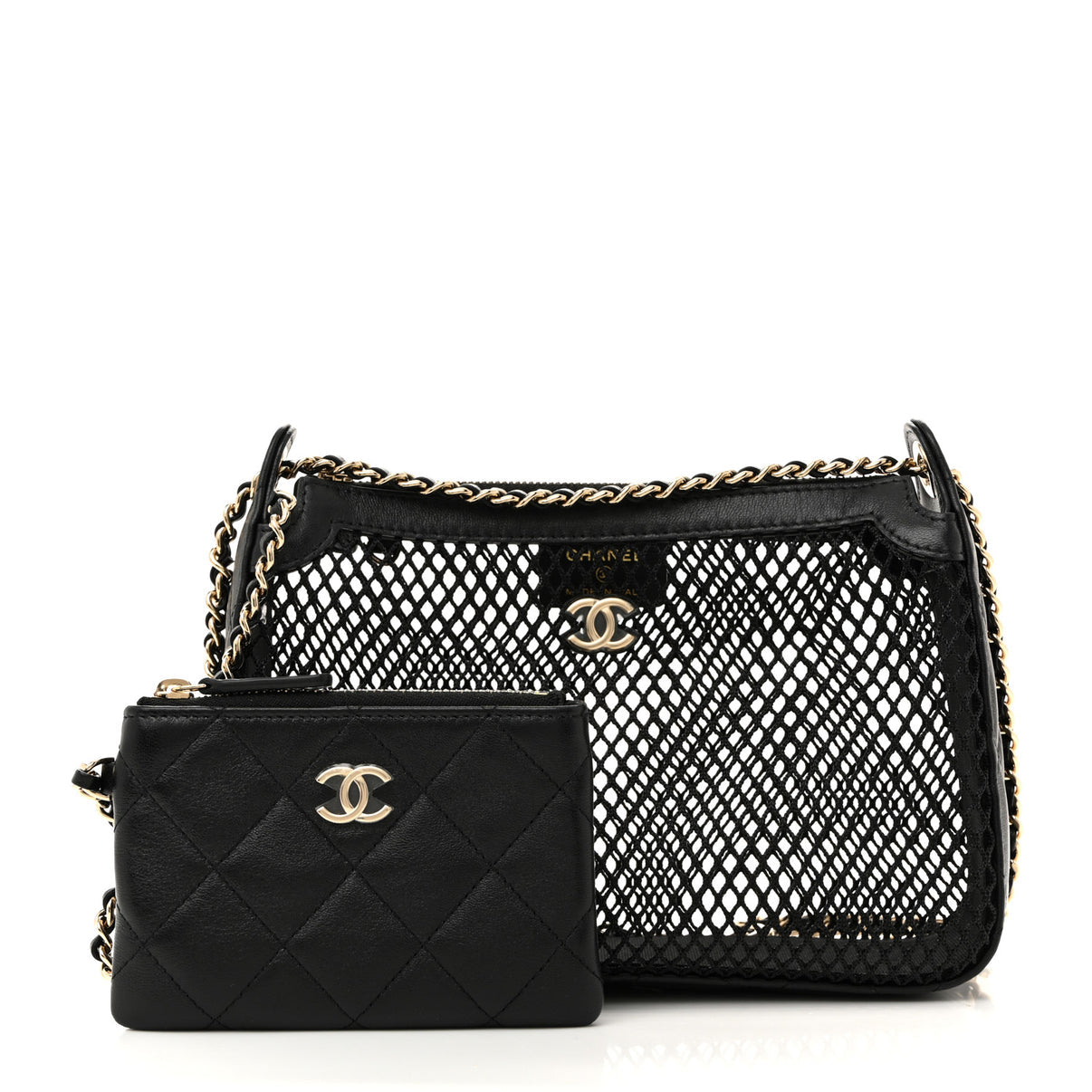 CHANEL Mesh Charm Shoulder Bag – Black Edition 🖤✨