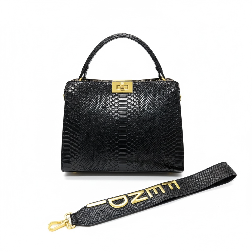 Fendi Black Croc-Embossed Handbag 🖤✨ | Luxury Chain Designer Bag