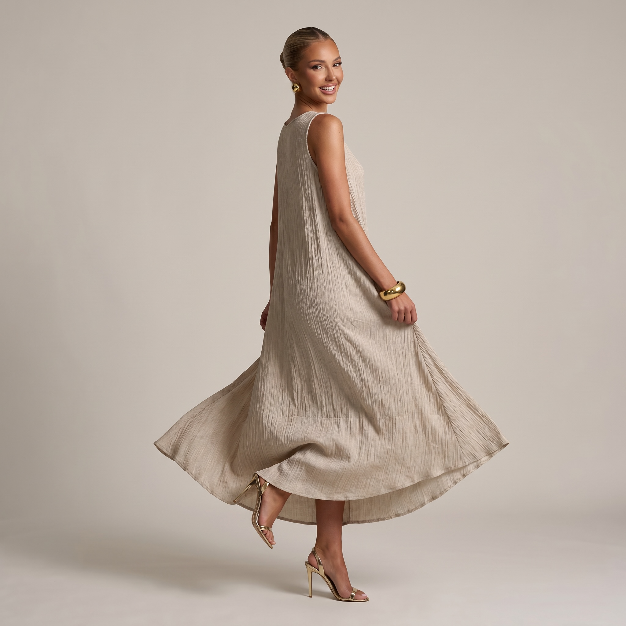 🤍 Loro Piana Linen Blend Sleeveless Maxi Dress ✨ one size