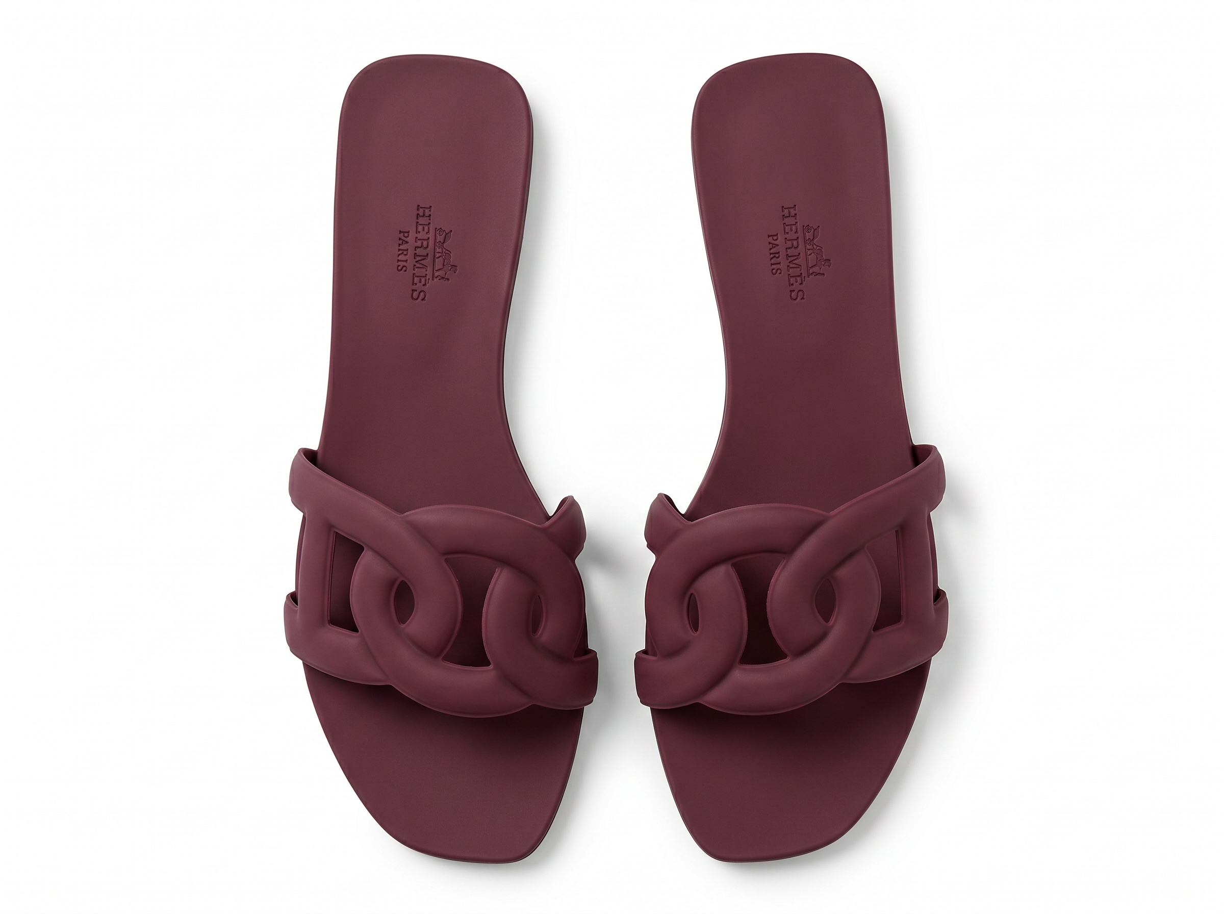 Hermès Chypre Rubber Sandals – Burgundy Plum 🍷✨