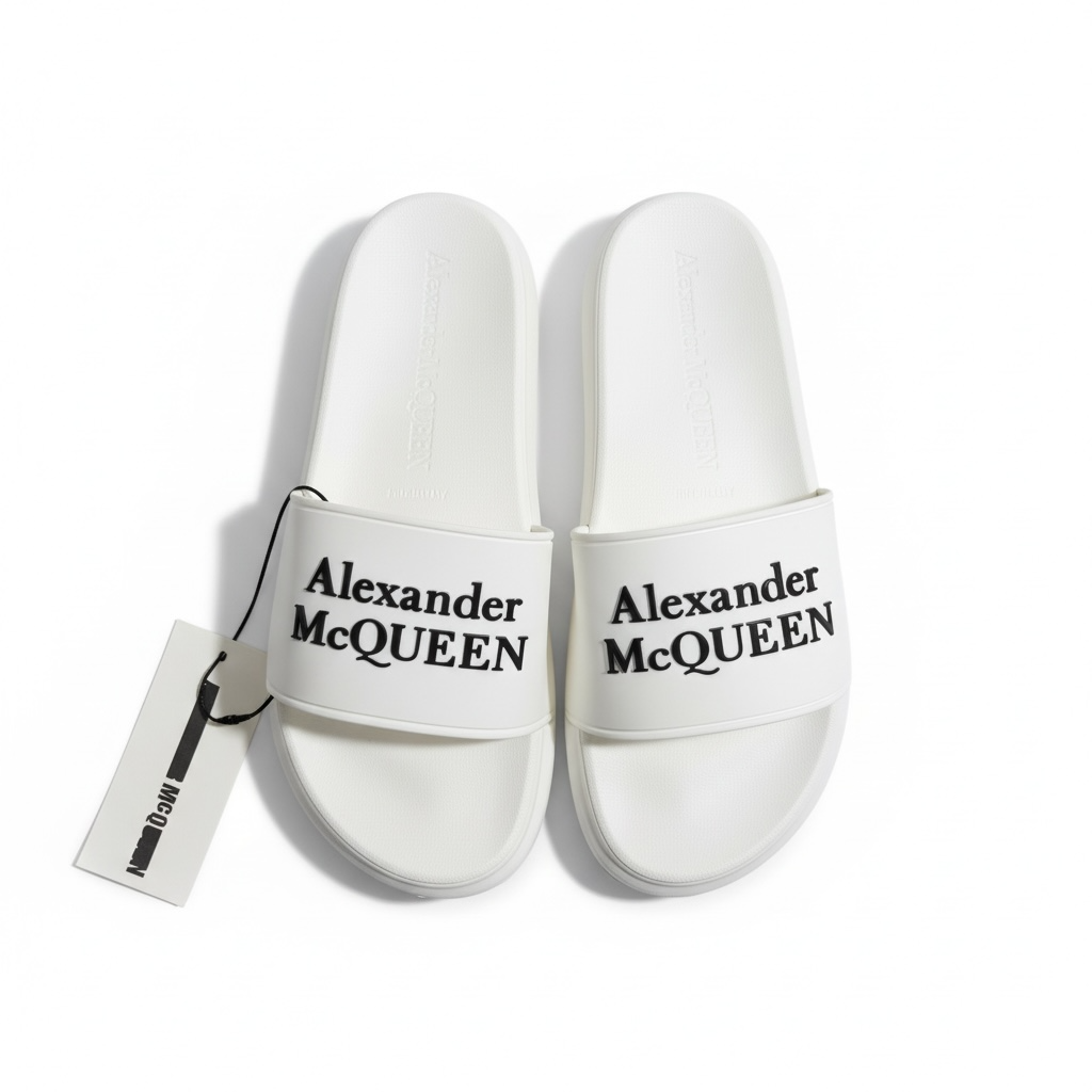 Alexander McQueen White Logo Slides 🤍✨ | Clean Luxury Summer Essential 👑🔥