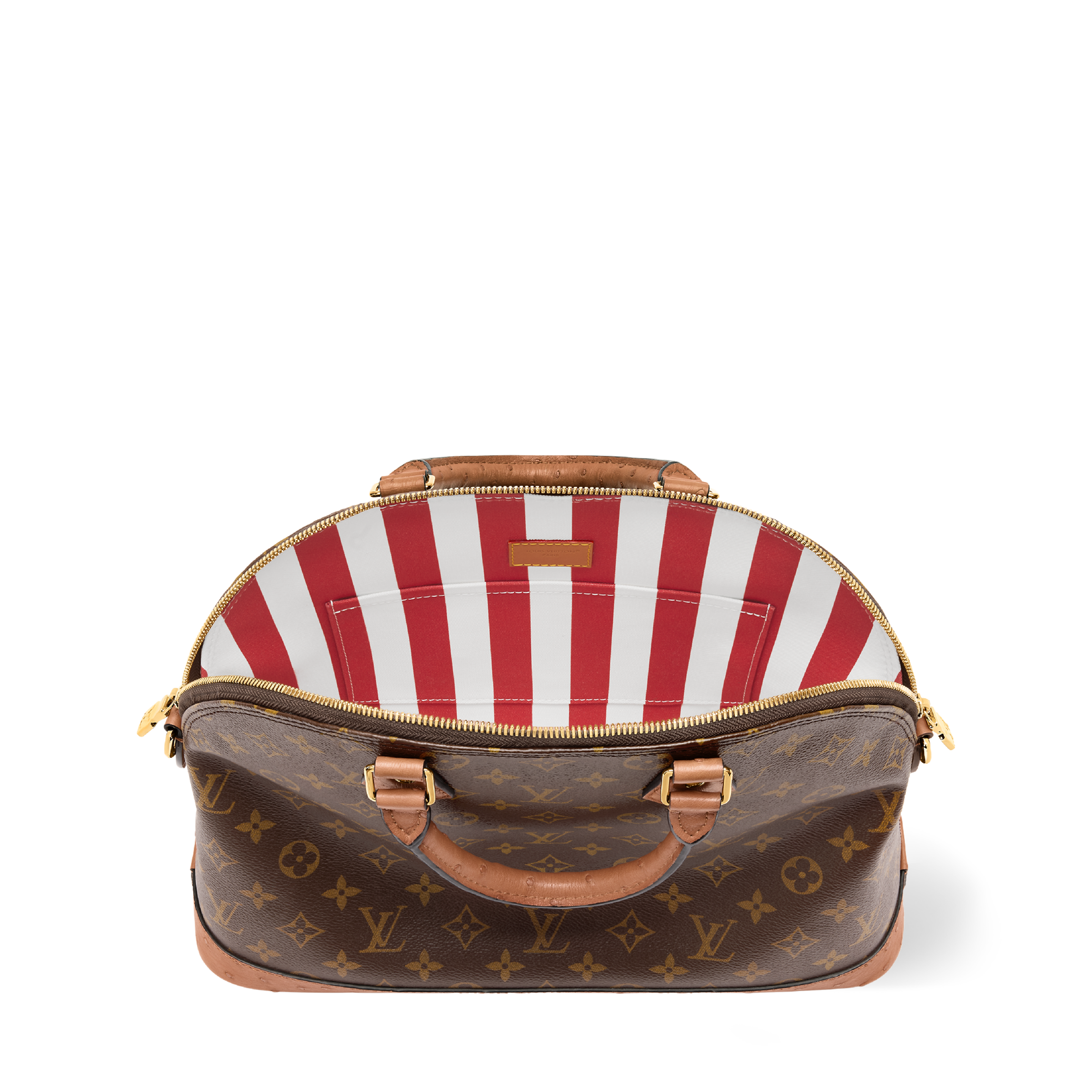 Louis Vuitton Alma Monogram Handbag – Classic Elegance with Ostrich Leather Accents