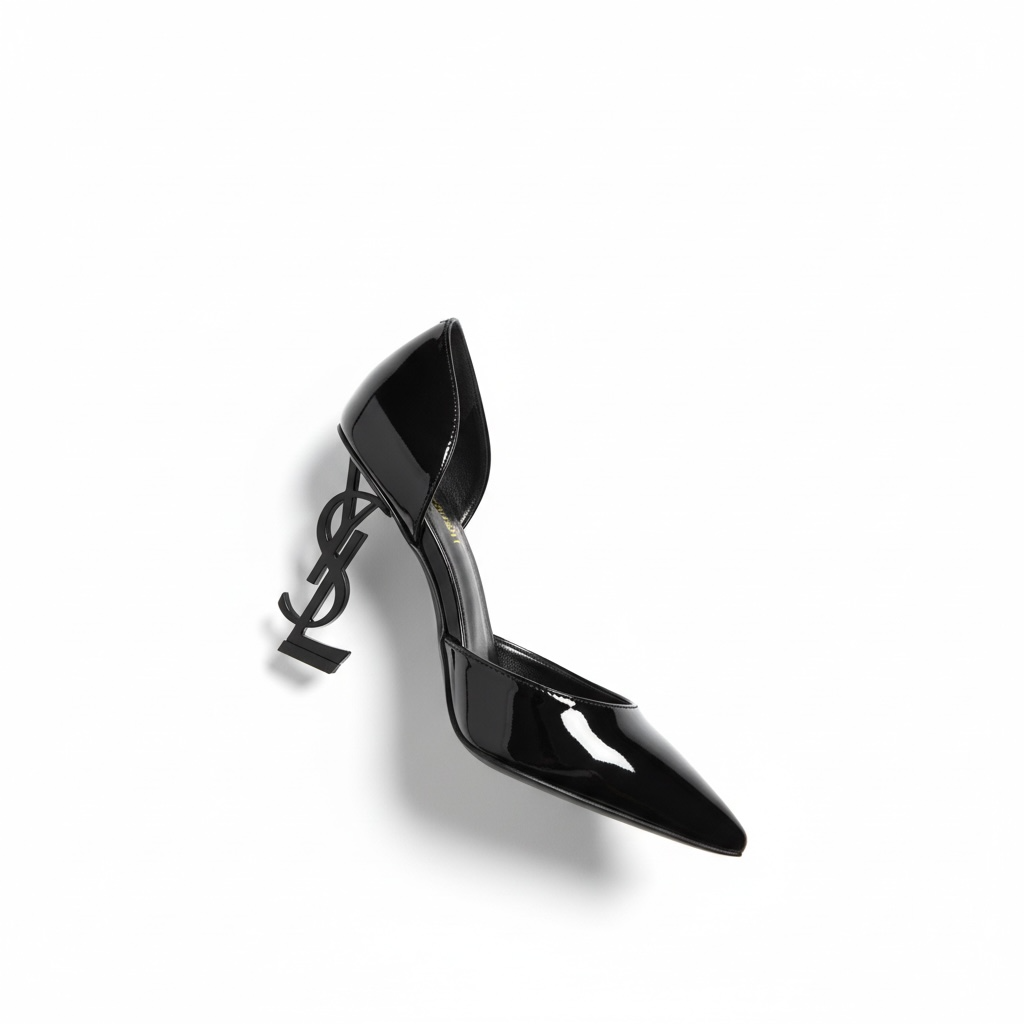 Saint Laurent Opyum Black Patent Pumps with Black YSL Heel 🖤