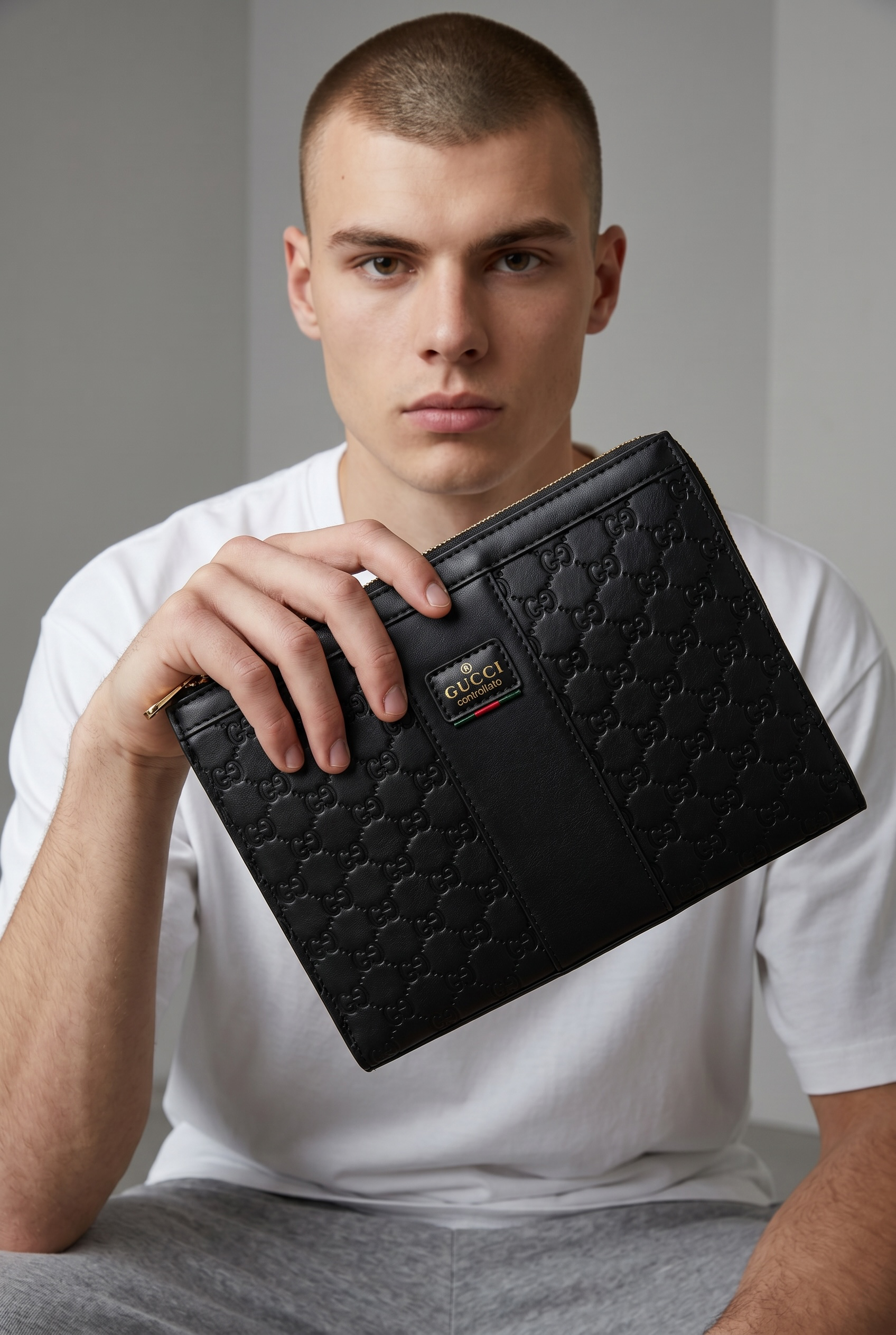 Gucci Black-GG Monogram Clutch Bag 🖤✨💼🔥