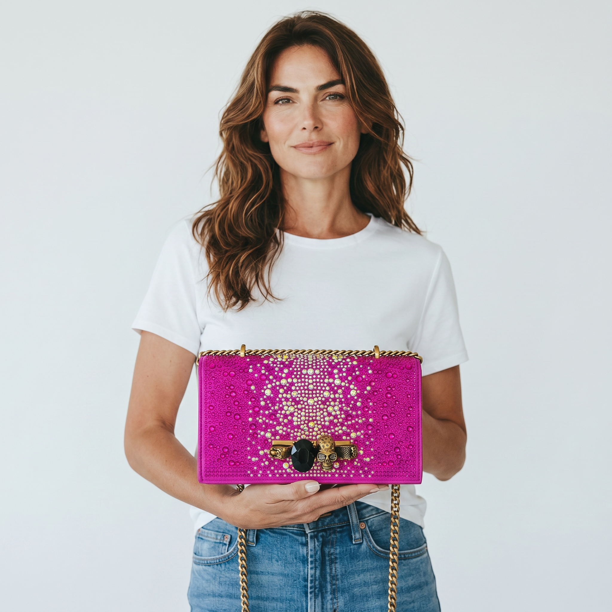 Alexander McQueen Fuchsia Crystal Skull Clutch 💖✨☠️