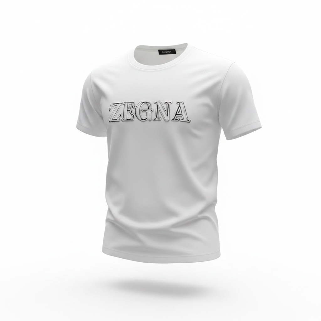 ZEGNA White Embossed Logo T-Shirt 🤍✨ Clean Luxury Edition