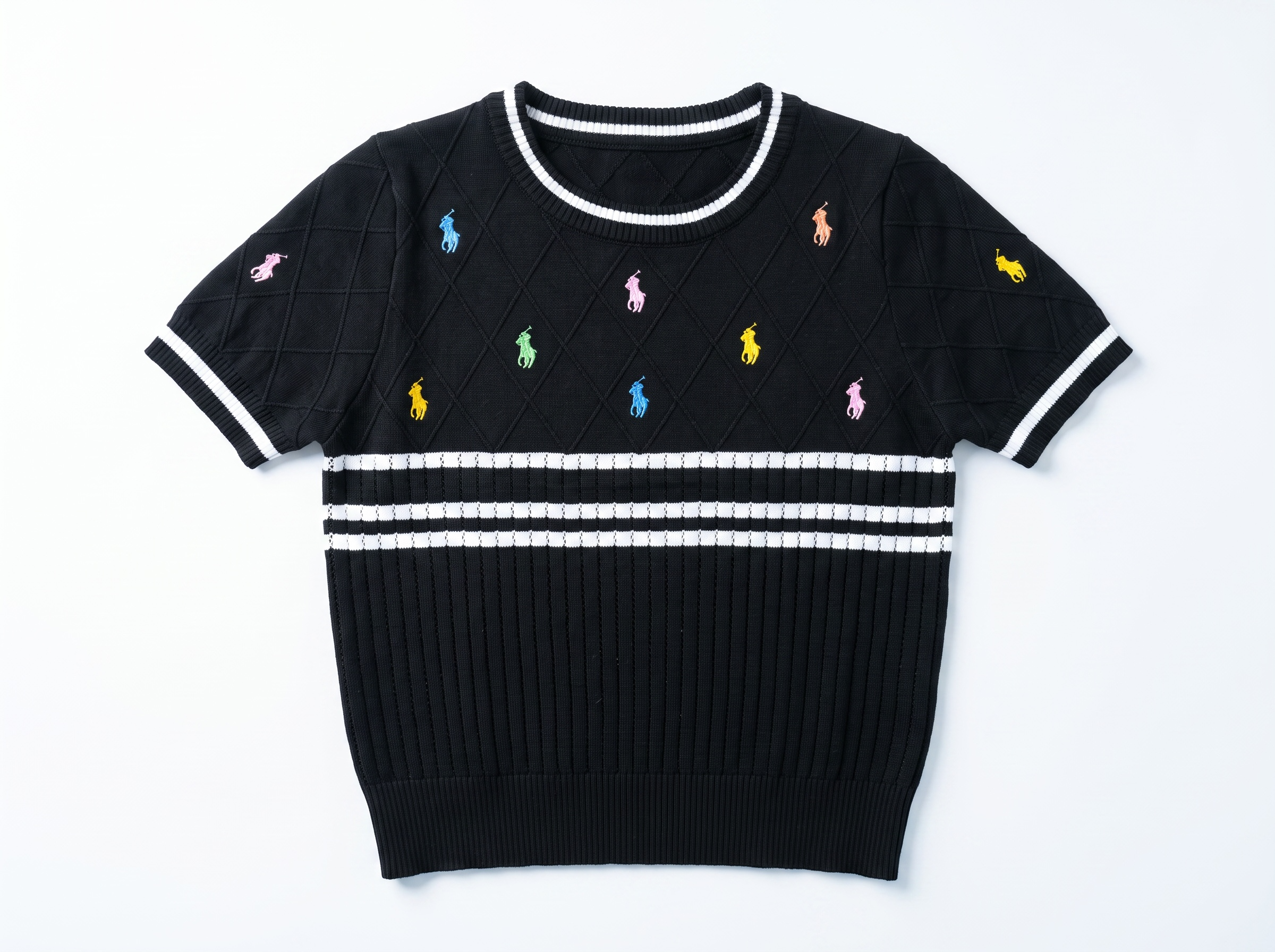 ๐ค Polo Ralph Lauren Multicolor Pony Knit Top | Black | One Size