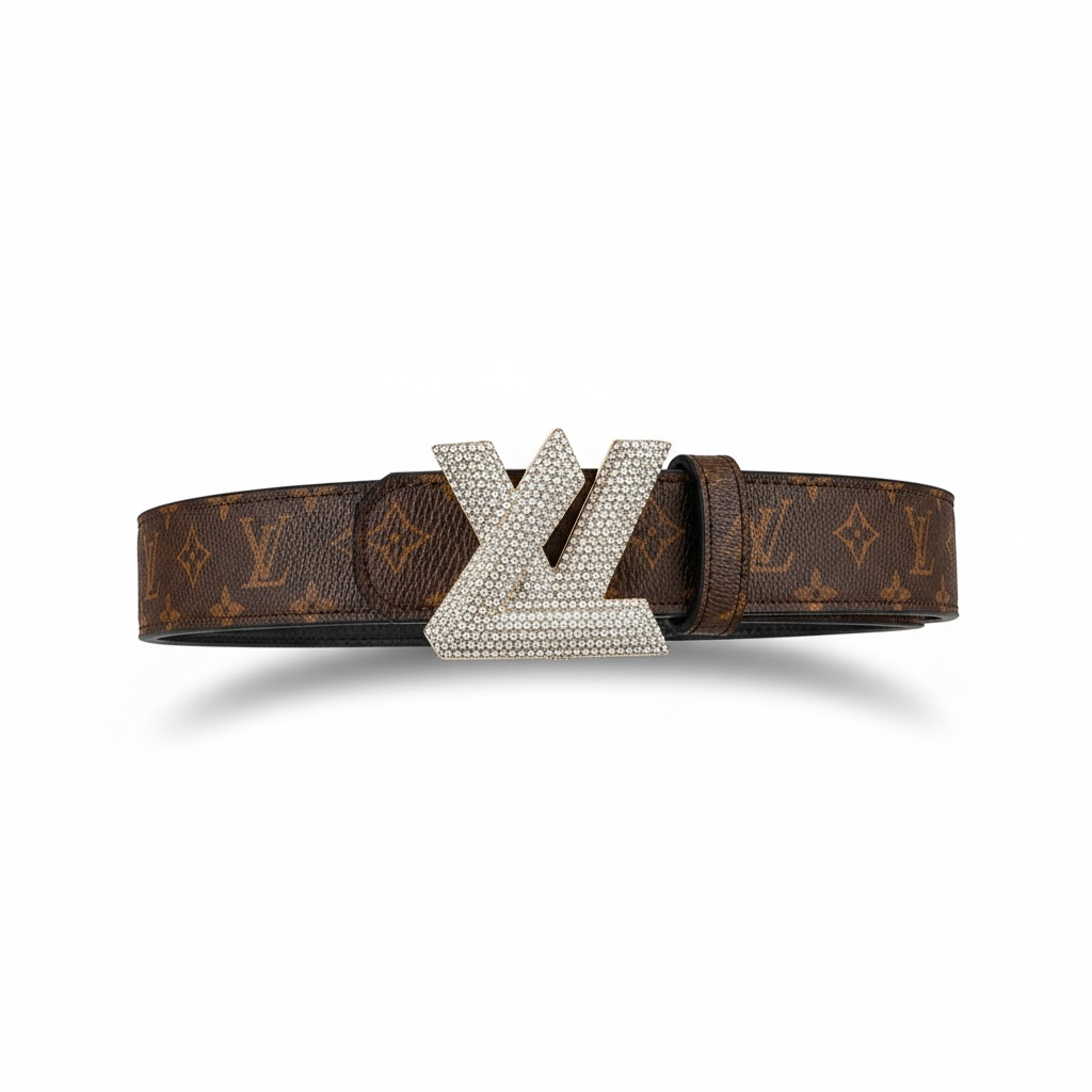 Louis Vuitton Monogram Reversible Belt (Gold & Iced LV Buckle) ✨🟤