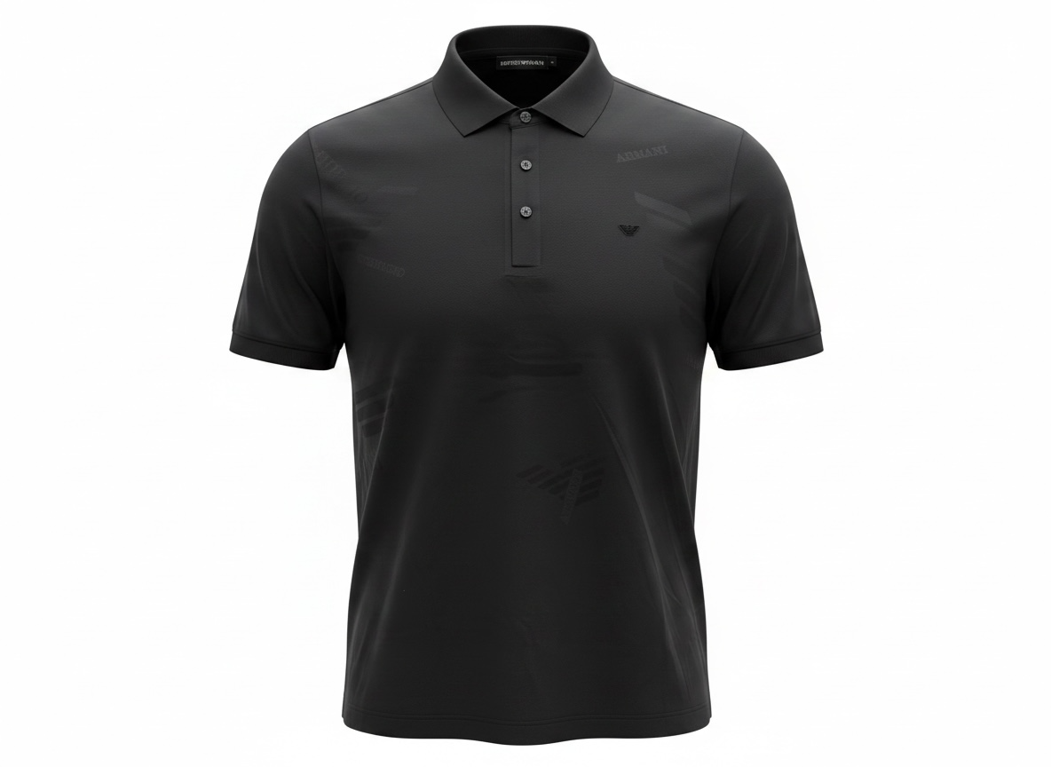 Emporio Armani Black Pattern Polo ๐คโจ Tonal Monogram Edition