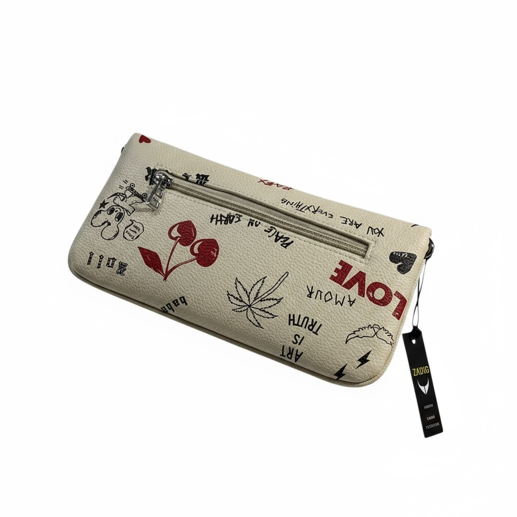 Zadig & Voltaire Graffiti Cream Clutch ✨🎨 | Playful Parisian Chic