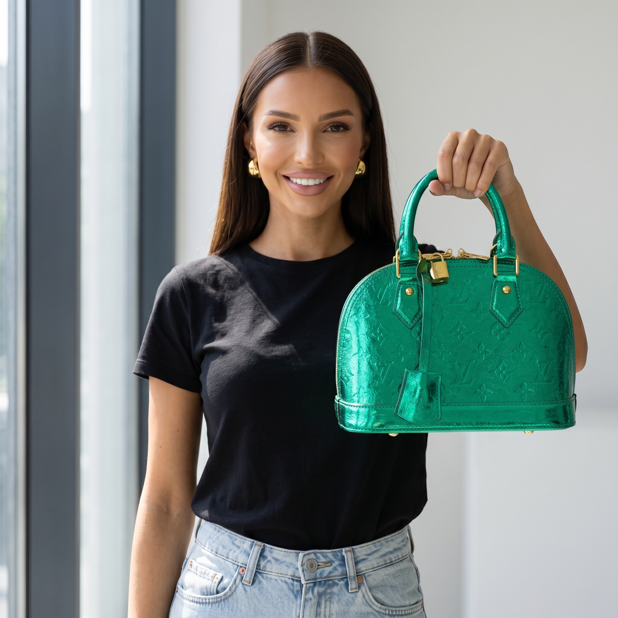 💚 Louis Vuitton Alma Metallic Emerald Green Limited Edition Bag ✨