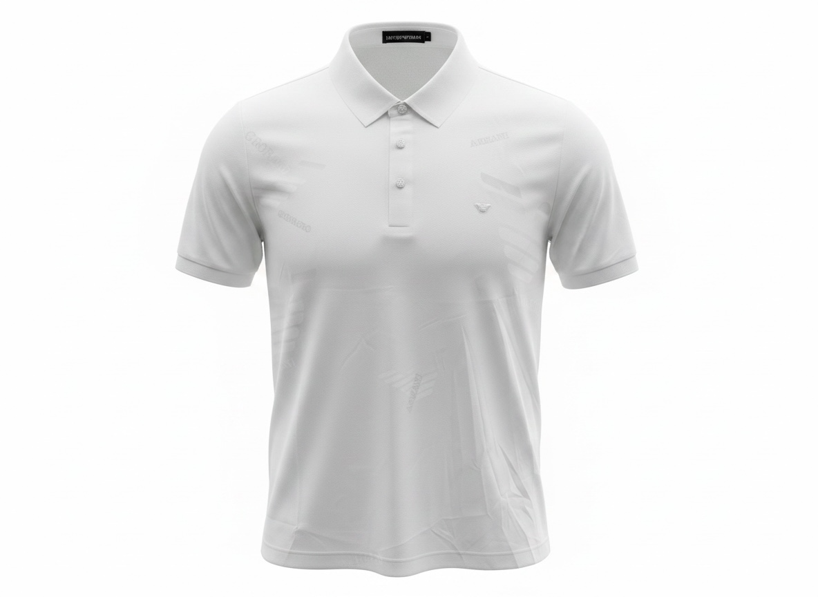 Emporio Armani White Pattern Polo ๐คโจ Signature Print Design