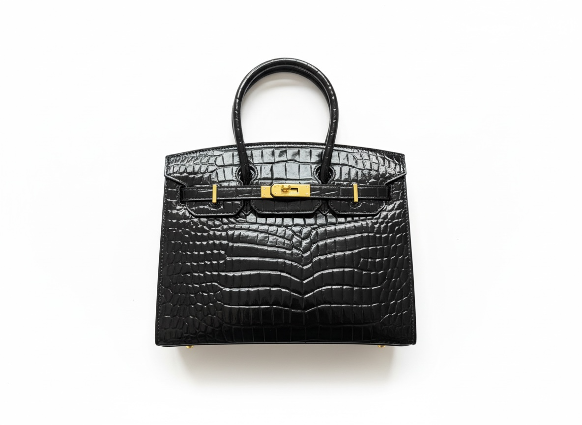 Hermès Birkin Croc-Embossed Handbag with Horse Charm 🖤✨