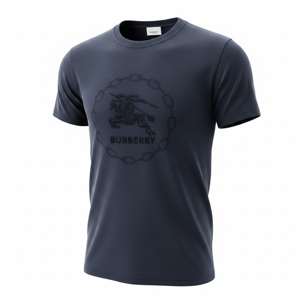 Burberry Navy Embossed Logo T-Shirt 🔵✨ Refined Minimal Edition