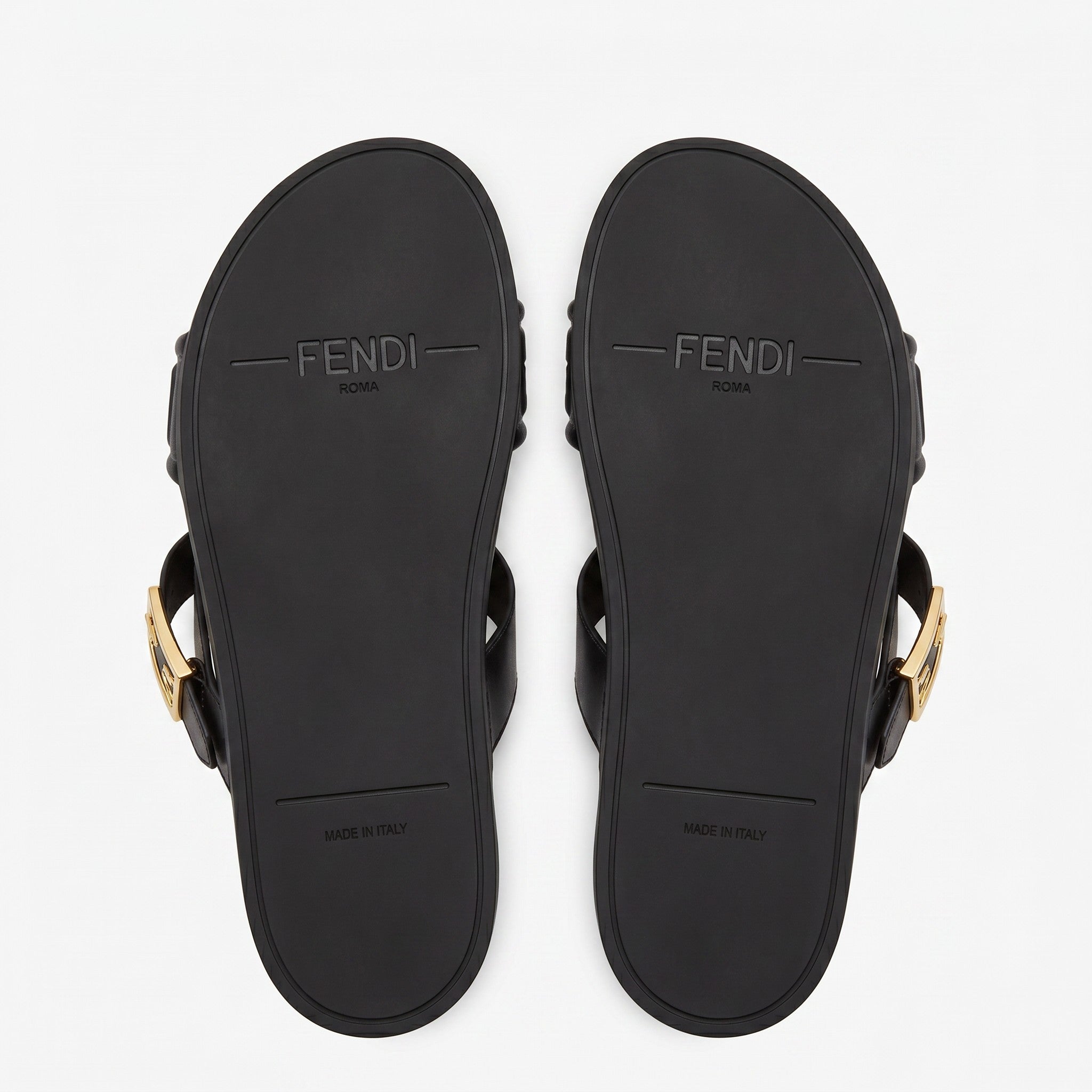 Fendi FF Embossed Double Strap Luxury Slides – Black