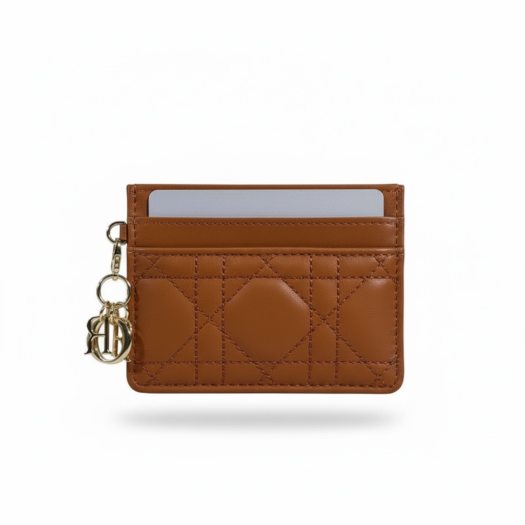 đ¤ Dior Tan Cannage Leather Card Holder â Gold Charms