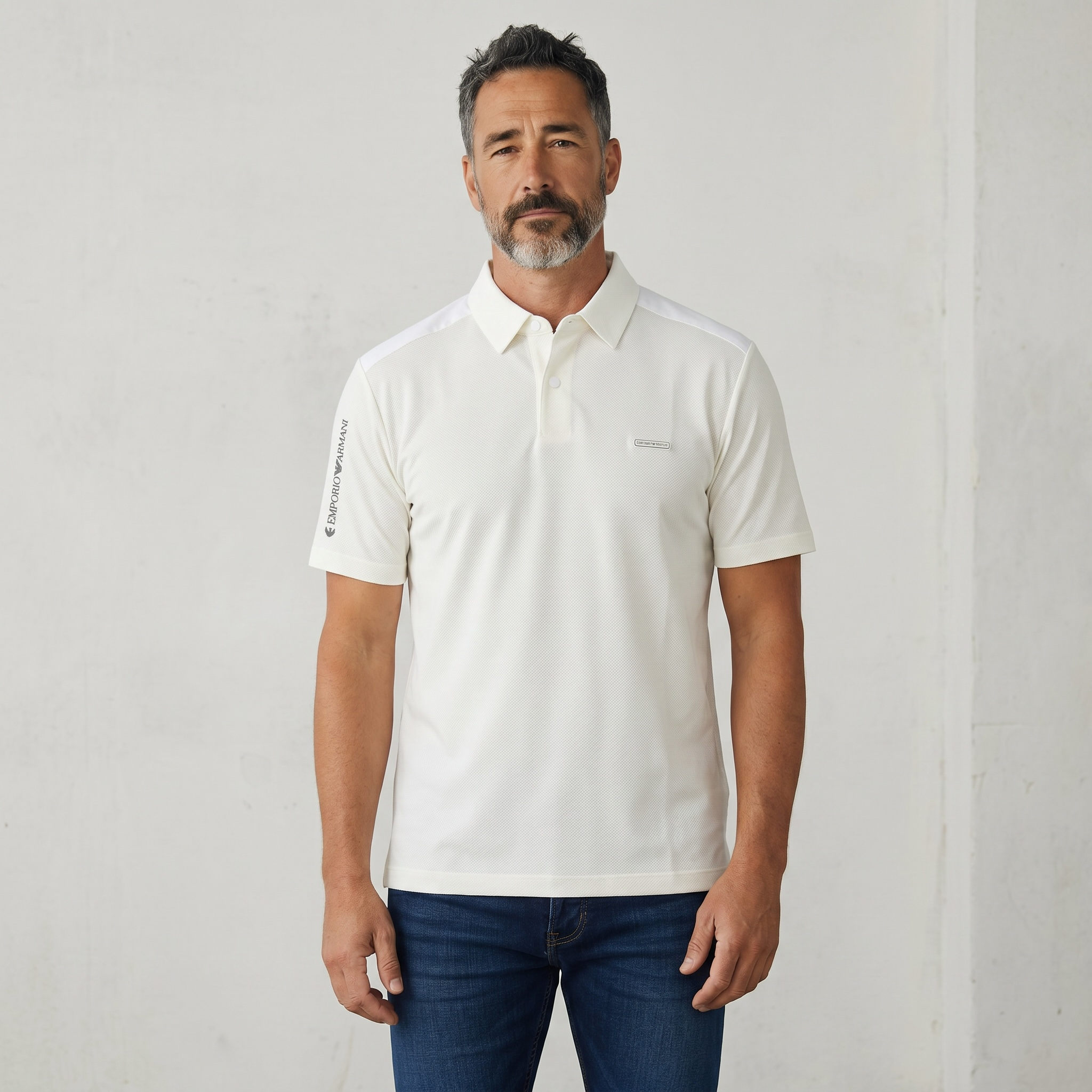 Emporio Armani White Premium Polo Shirt – Luxury Smart Casual Essential 🤍✨