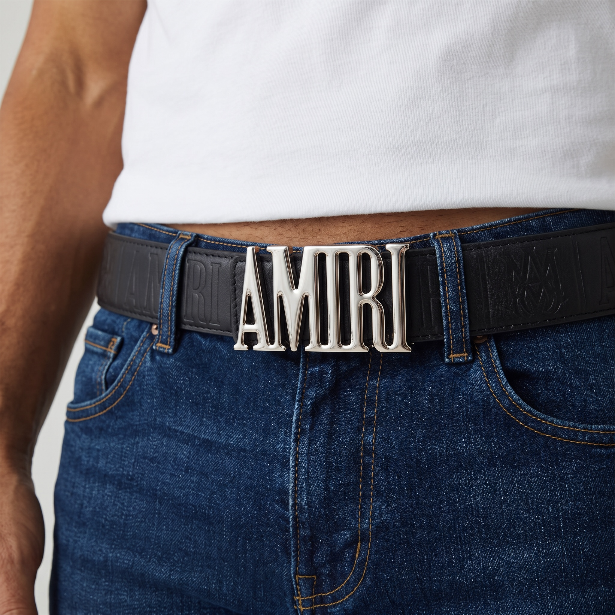 Amiri Black Leather Belt 115 cm 🖤 | Bold Logo Buckle | Premium Streetwear Style