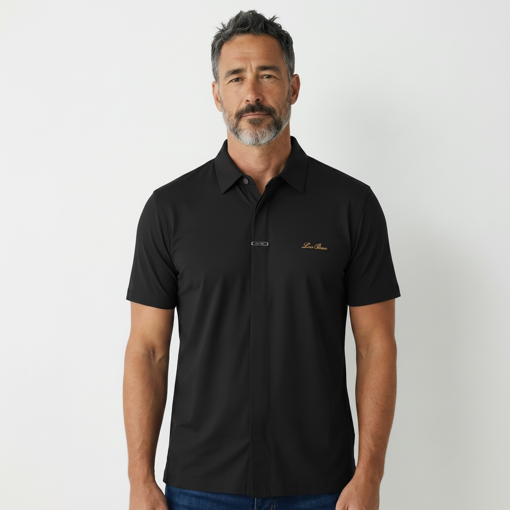 Loro Piana Black Minimal Polo Shirt 🖤✨ Modern Luxury Fit