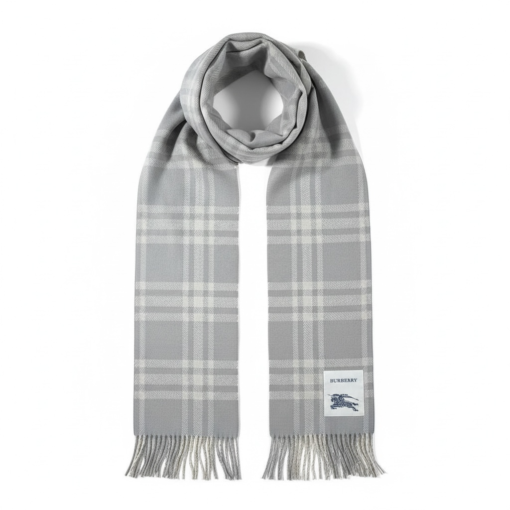 🧣 Burberry Grey Check Scarf – Premium Winter Essential