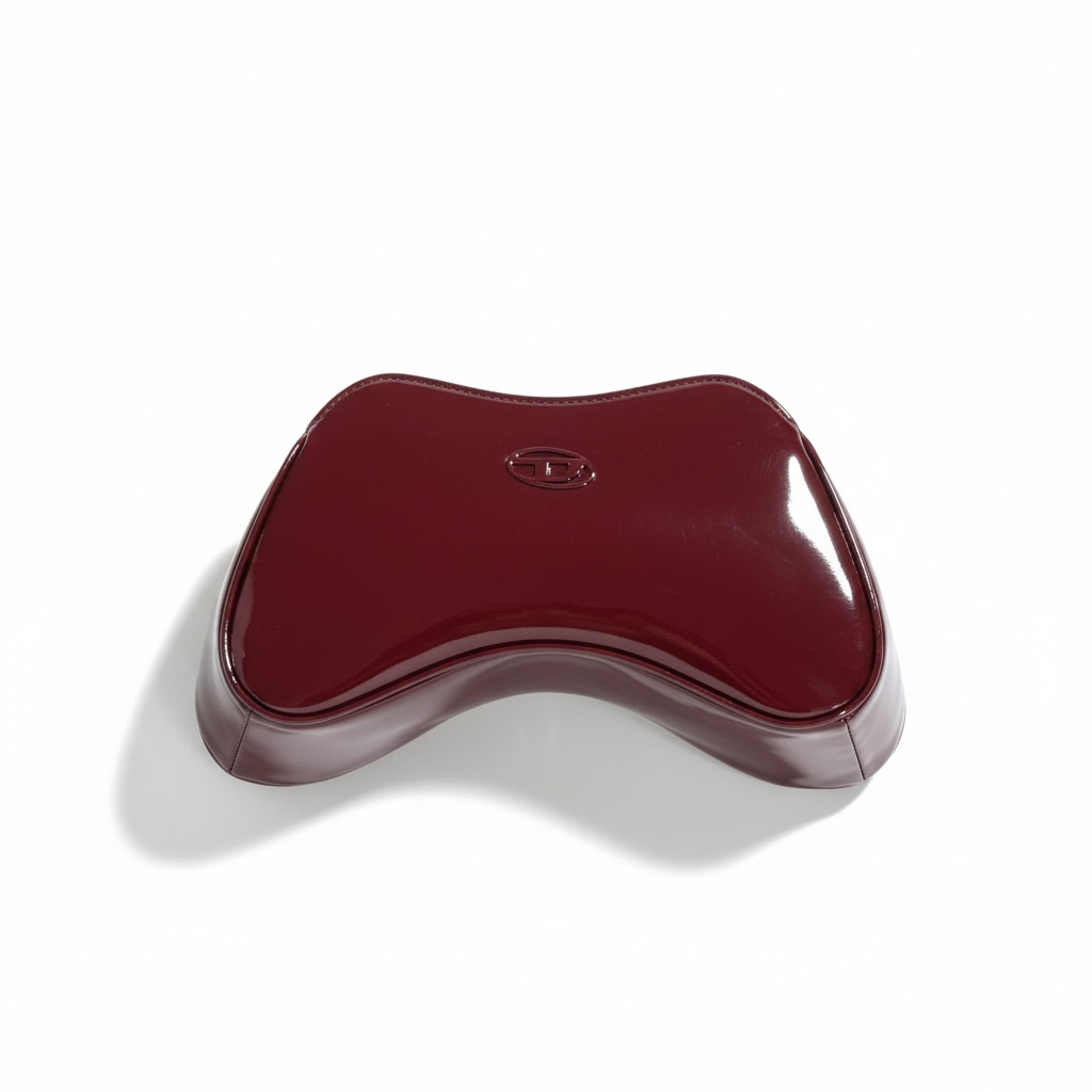 DIESEL Burgundy Gloss Y2K Shoulder Bag 🍷✨ | Minimal Logo Sleek Edition