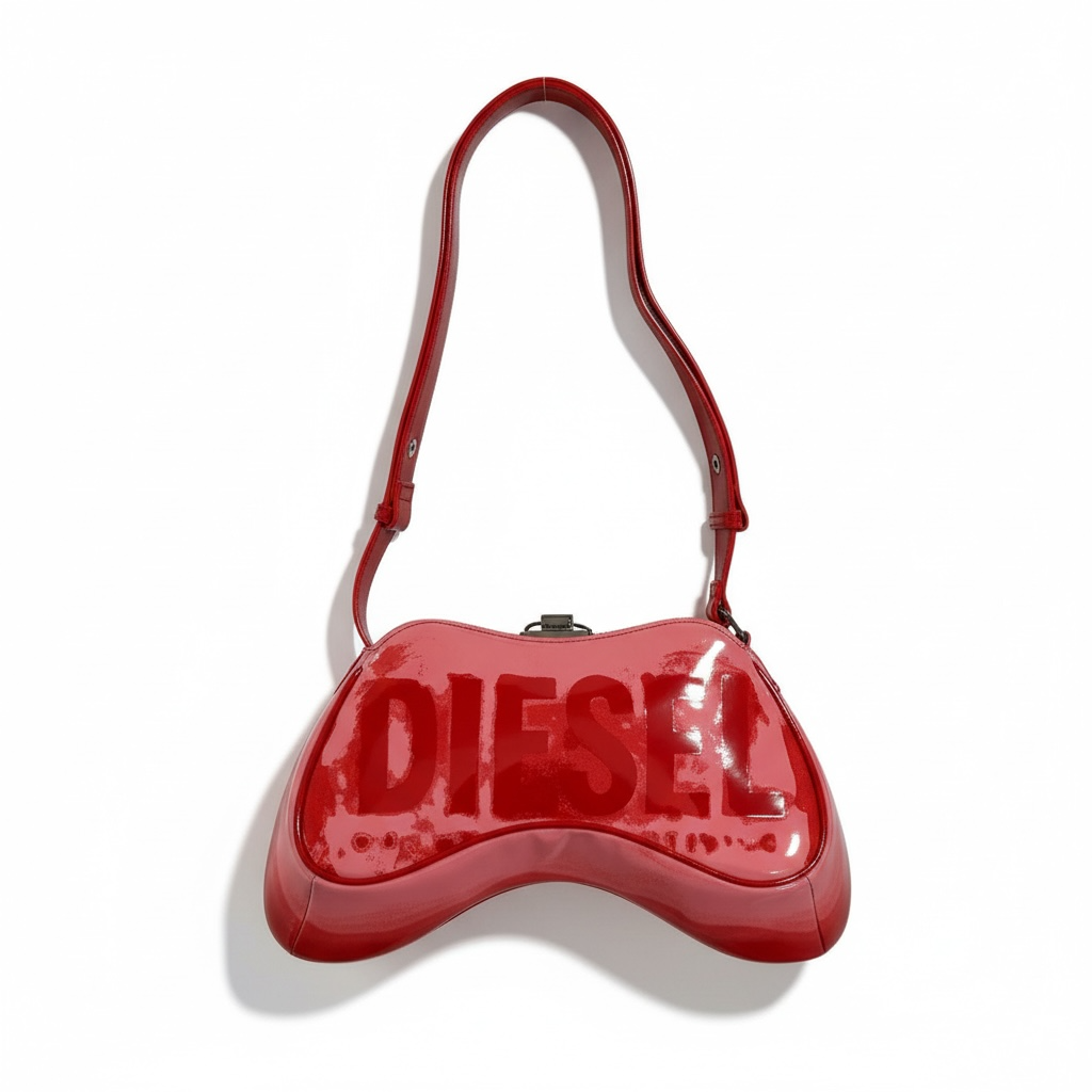 DIESEL Glossy Red Y2K Shoulder Bag 🔥❤️ | Bold Iconic Logo Statement Piece