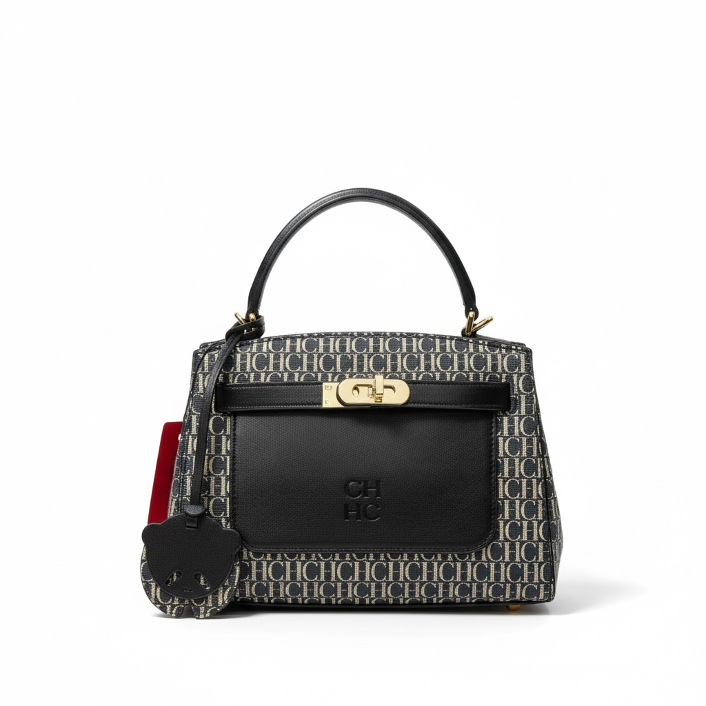 ✨ Carolina Herrera CH Logo Top-Handle Bag – Black Edition ✨
