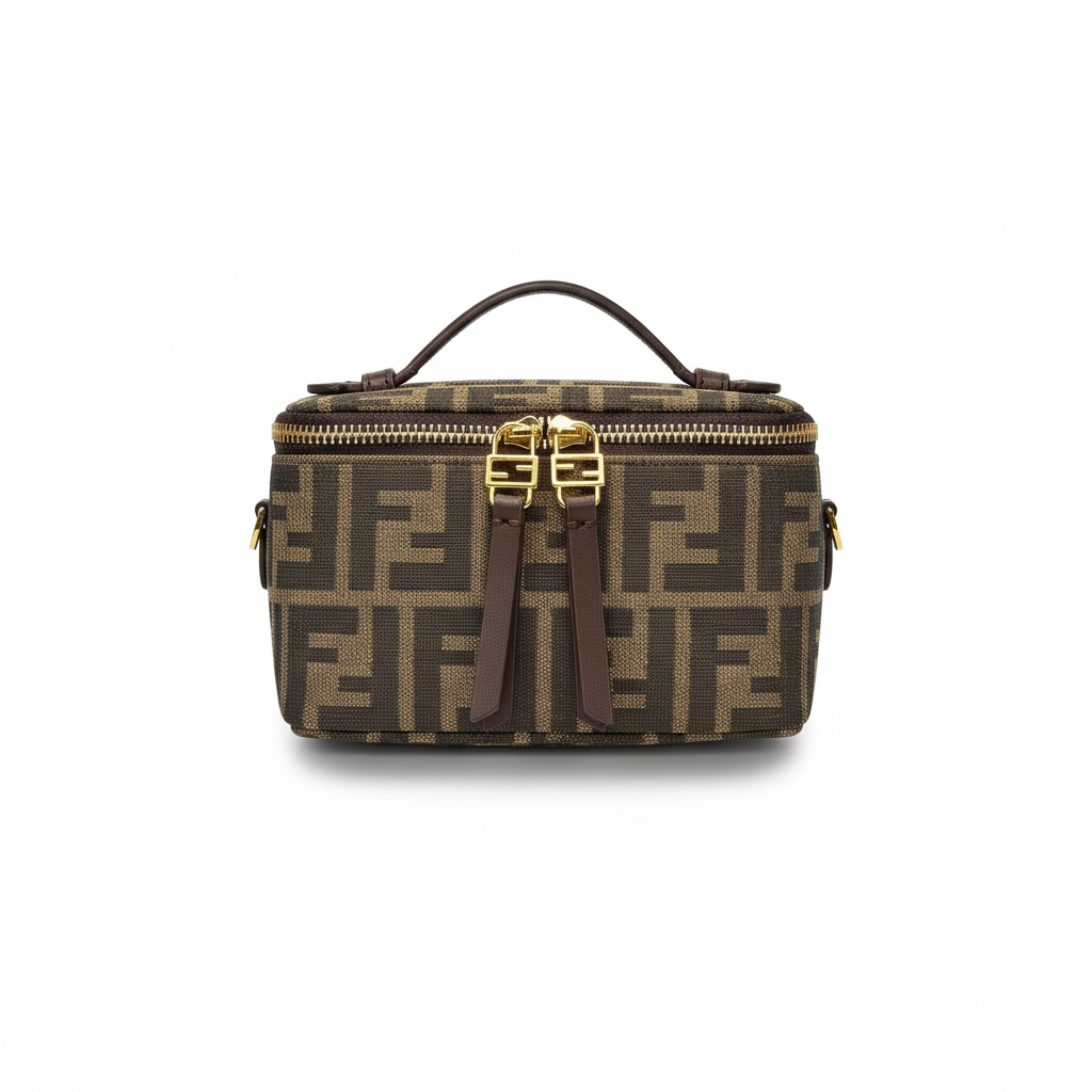 FENDI Zucca Vanity Box Bag 🟤✨ | FF Monogram Canvas & Gold Hardware