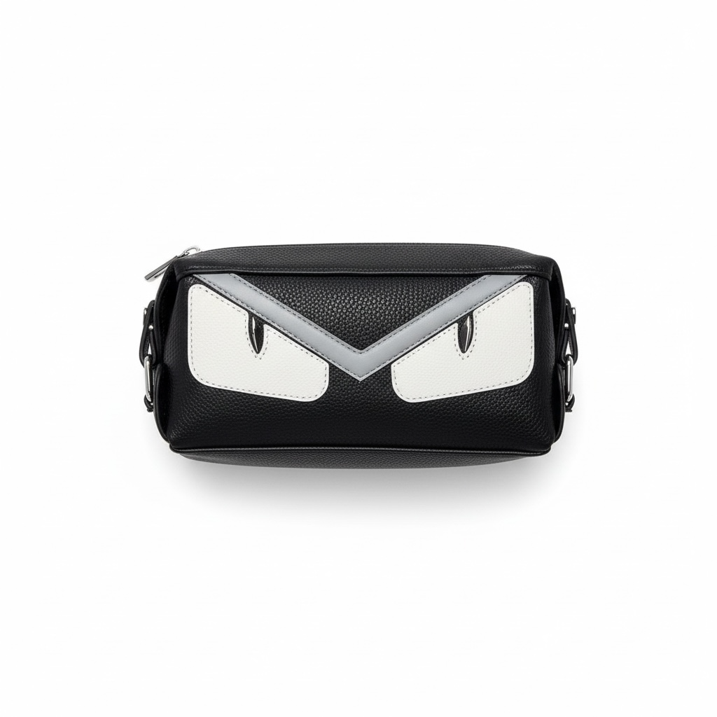🖤 Fendi Monster Eyes Bag – Black with White & Grey Detailing 👀