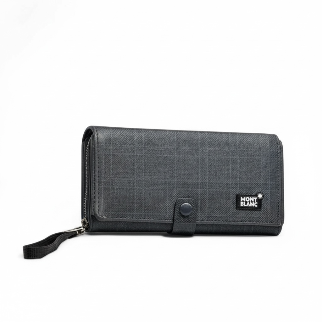 💙 Montblanc Blue Check Long Wallet – Signature Edition 💼