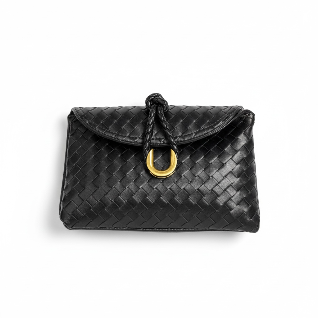 Bottega Veneta-Inspired Knotted Intrecciato Shoulder Bag – Black Luxe Edition 🖤✨