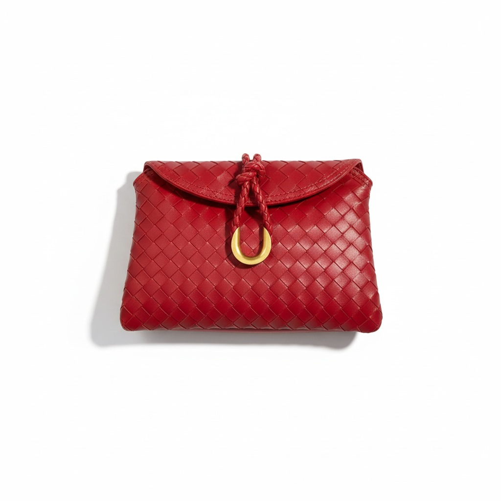Bottega Veneta Inspired Red Intrecciato Knot Flap Bag – Luxury Woven Leather Shoulder Bag ❤️✨