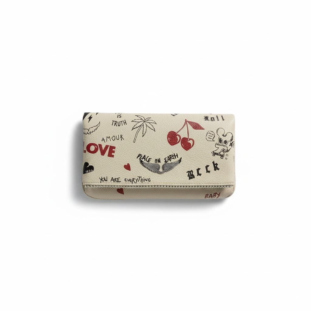 Zadig & Voltaire Graffiti Cream Clutch ✨🎨 | Playful Parisian Chic