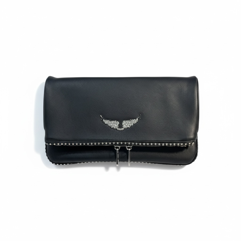 Zadig & Voltaire Crystal Wings Clutch 💎 | Studded Black Evening Bag