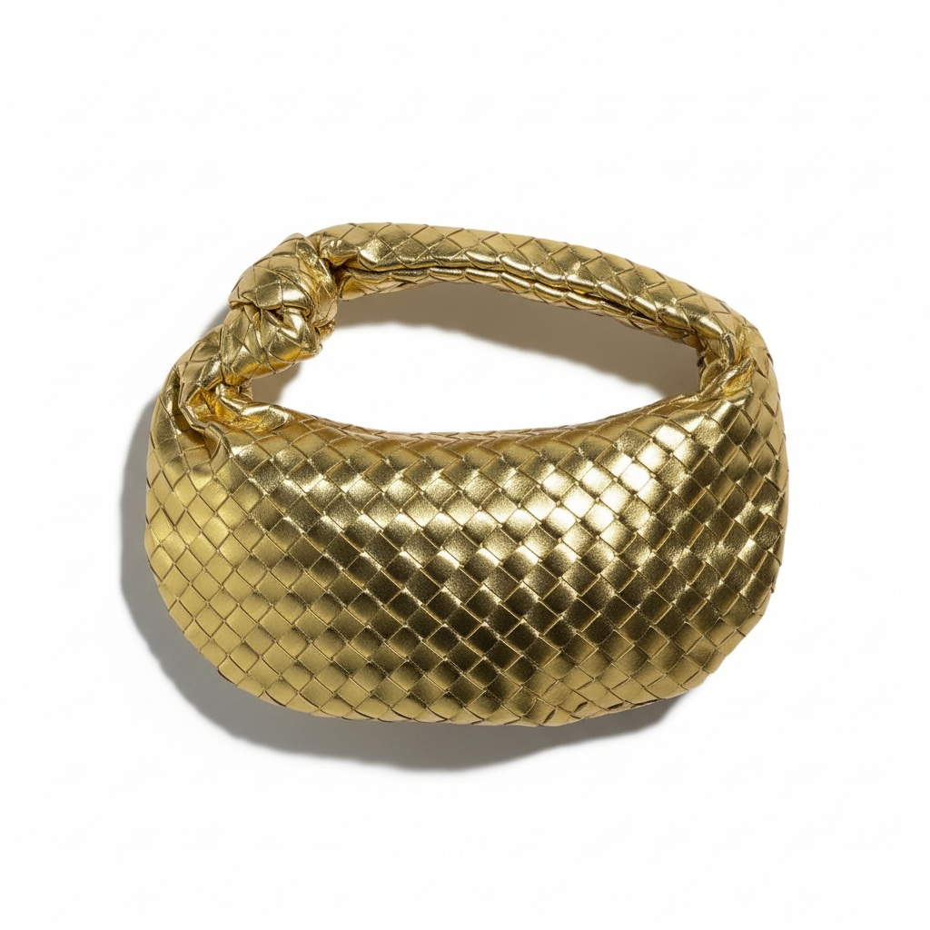🧡 Bottega Veneta Inspired Gold Woven Shoulder Bag — “Luxe Knot Edition” 🧡