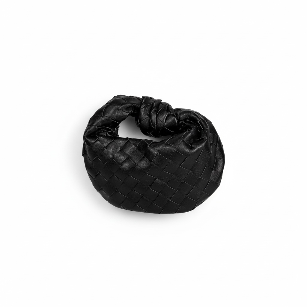 Bottega Veneta Knot Mini Bag 🖤✨ | Black Intrecciato Woven Leather Shoulder Bag