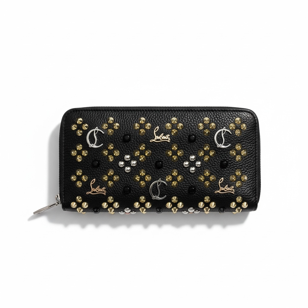 🖤 Christian Louboutin Black & Gold Studded Wallet – Daring Elegance, Iconic Style 💎