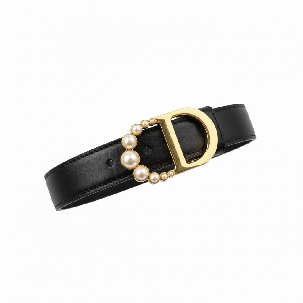 Dior Pearl CD Buckle Black Leather Belt 🖤✨
