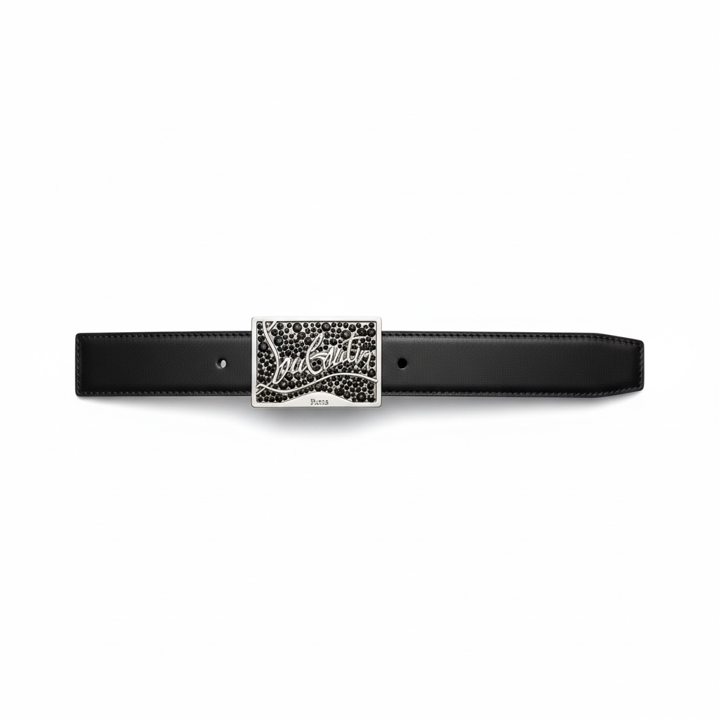 🖤 Christian Louboutin Signature Stud Buckle Leather Belt – 120 cm 🖤