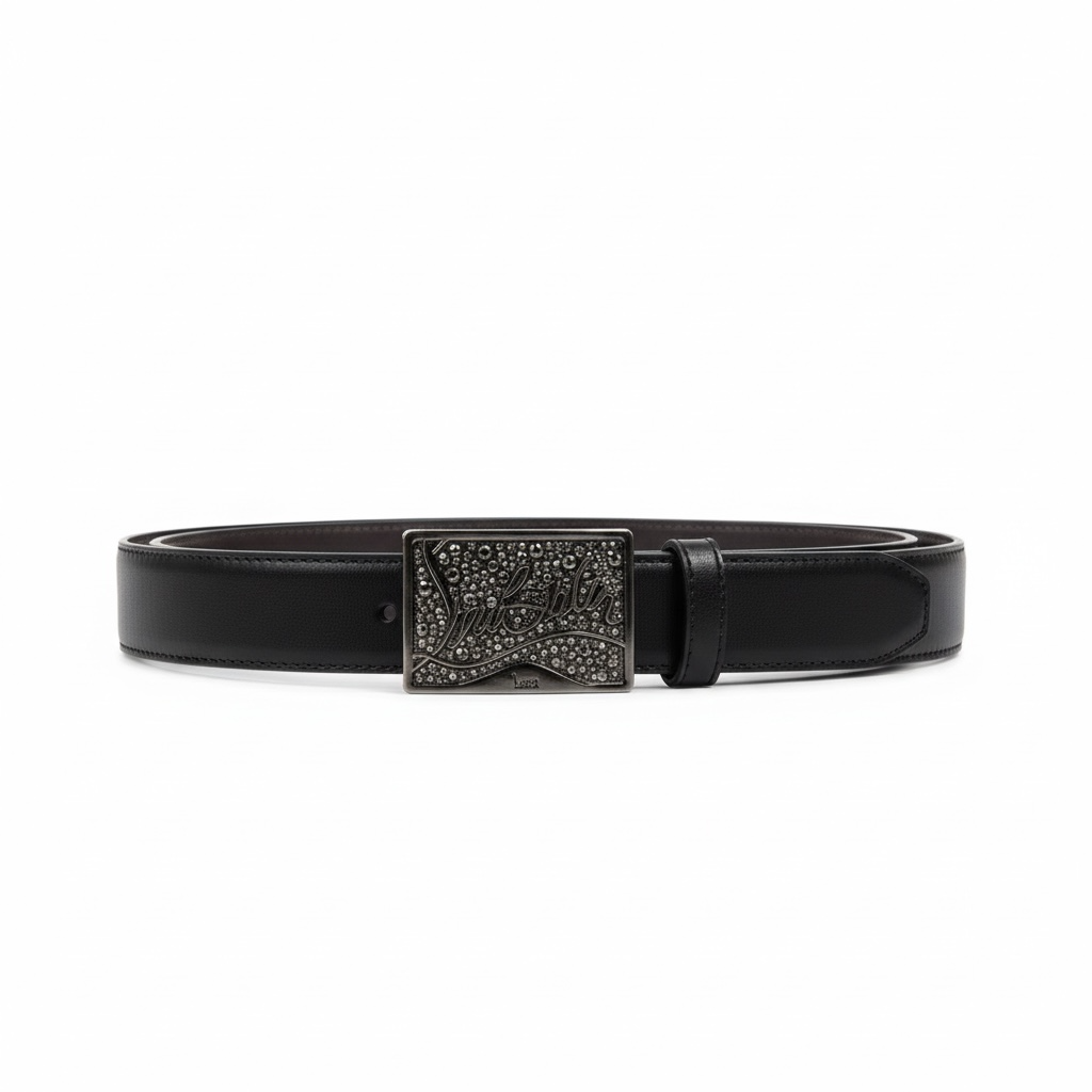 Christian Louboutin™ Black Crystal Signature Belt ✨ (125 cm | Luxury Edition)