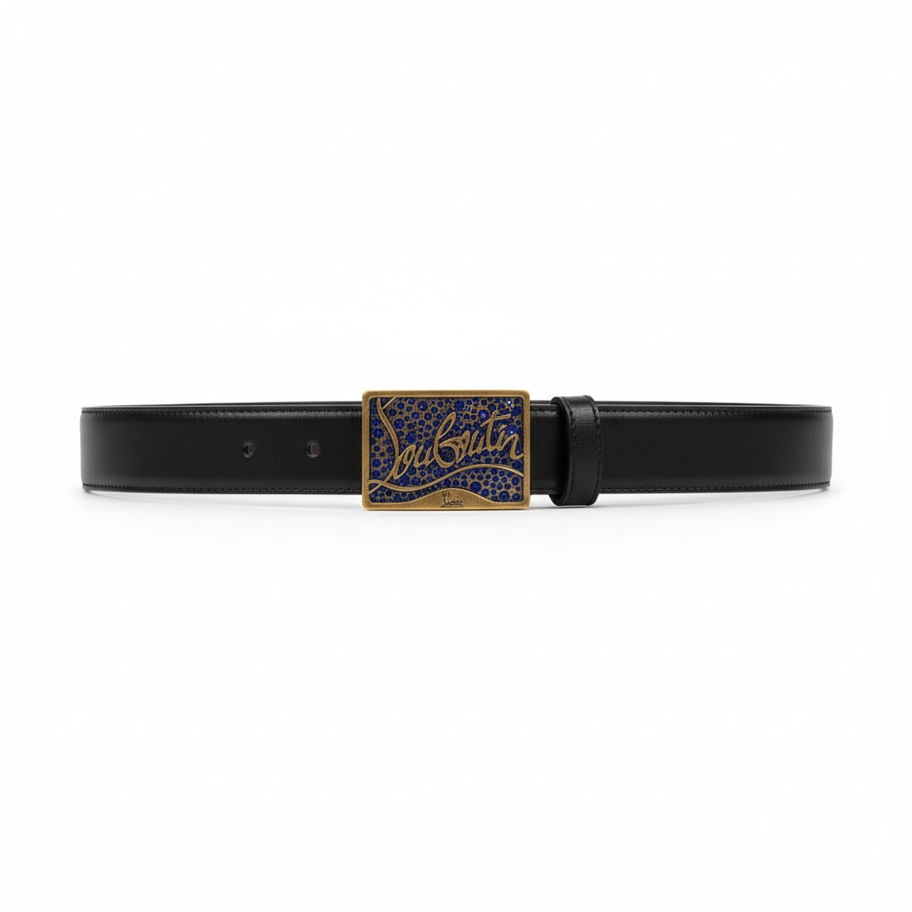 Christian Louboutin™ Signature Encrusted Belt 💎 (130 cm | Gold & Sapphire Edition)