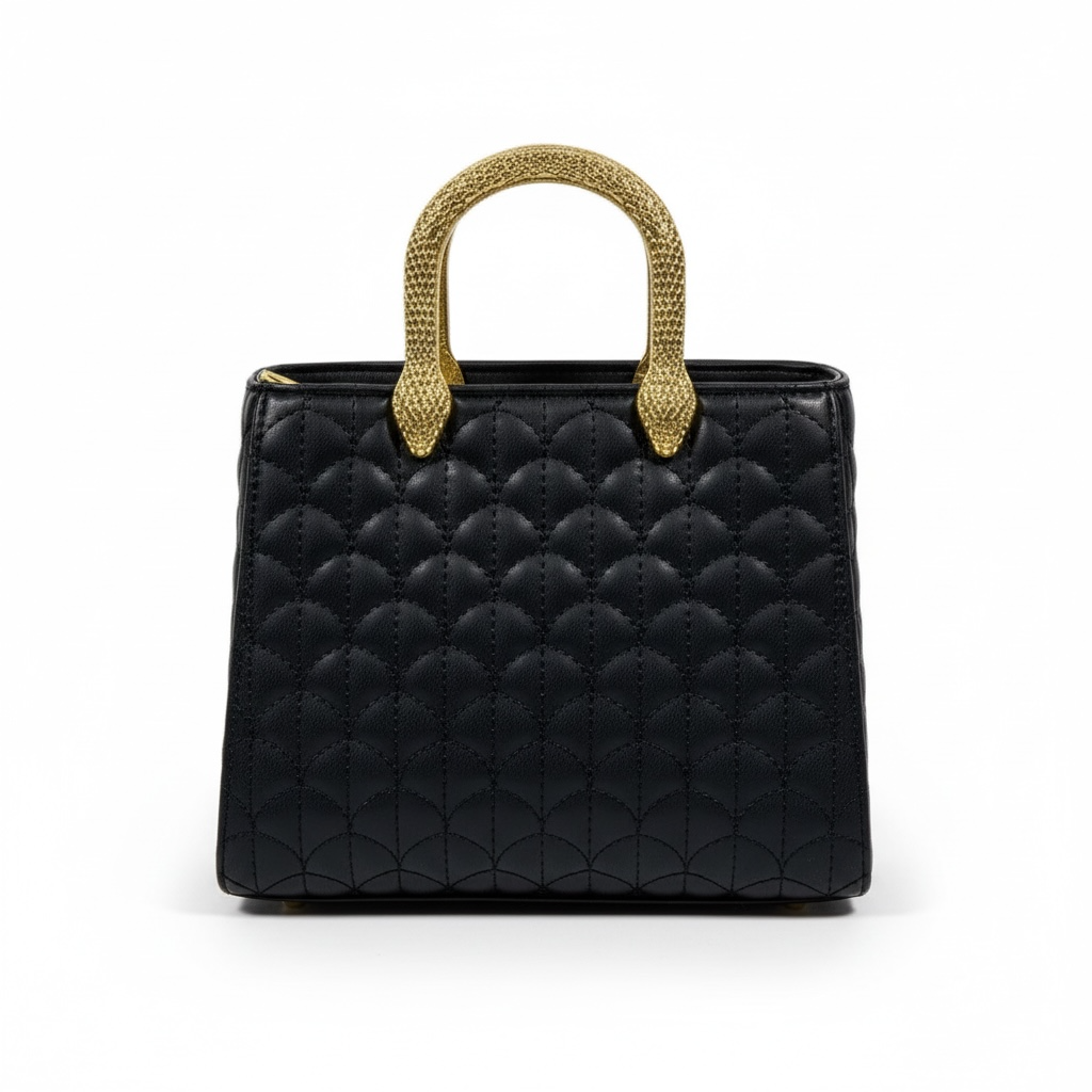 BVLGARI Black Quilted Handbag with Gold Serpent Handles – Luxury Iconic Design 🖤✨
