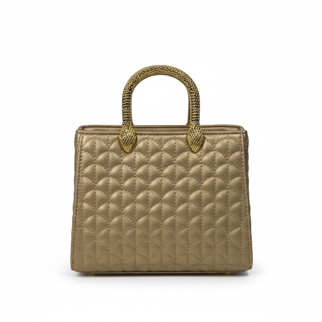 BVLGARI Gold Quilted Handbag with Serpent Handles – Luxury Royal Edition ✨💛