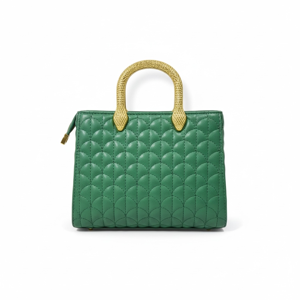 BVLGARI Emerald Green Quilted Handbag with Gold Serpent Handles – Luxury Signature Edition 💚✨