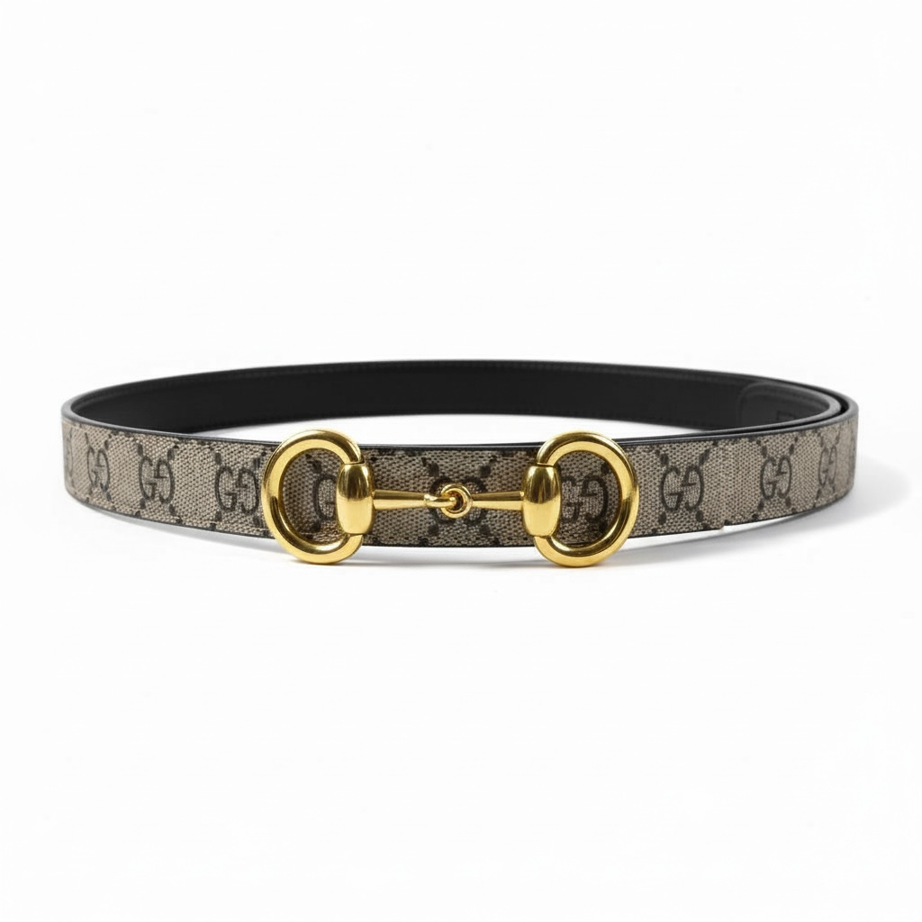 ✨🖤 Gucci GG Supreme Monogram Belt with Gold Horsebit Buckle – 120cm 👑💎